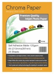 Chroma Premium A4 120gsm Self-Adhesive Matte Photo Paper (25 Pack)